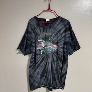 y2k retro Fuge Camps christian camps gray & black tie dye t shirt, unisex XL